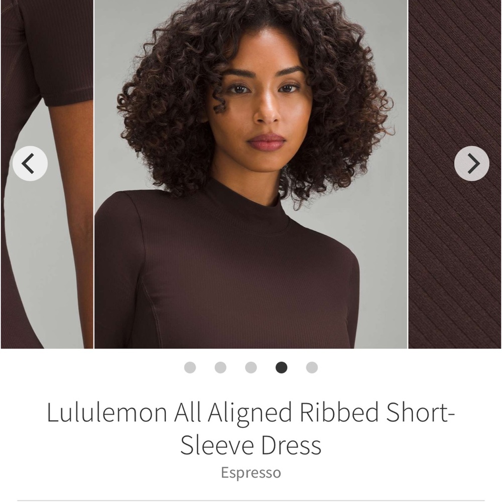 Lululemon All Aligned Ribbed Short-Sleeve Dress Espresso Sz 6 - Picture 4 of 9
